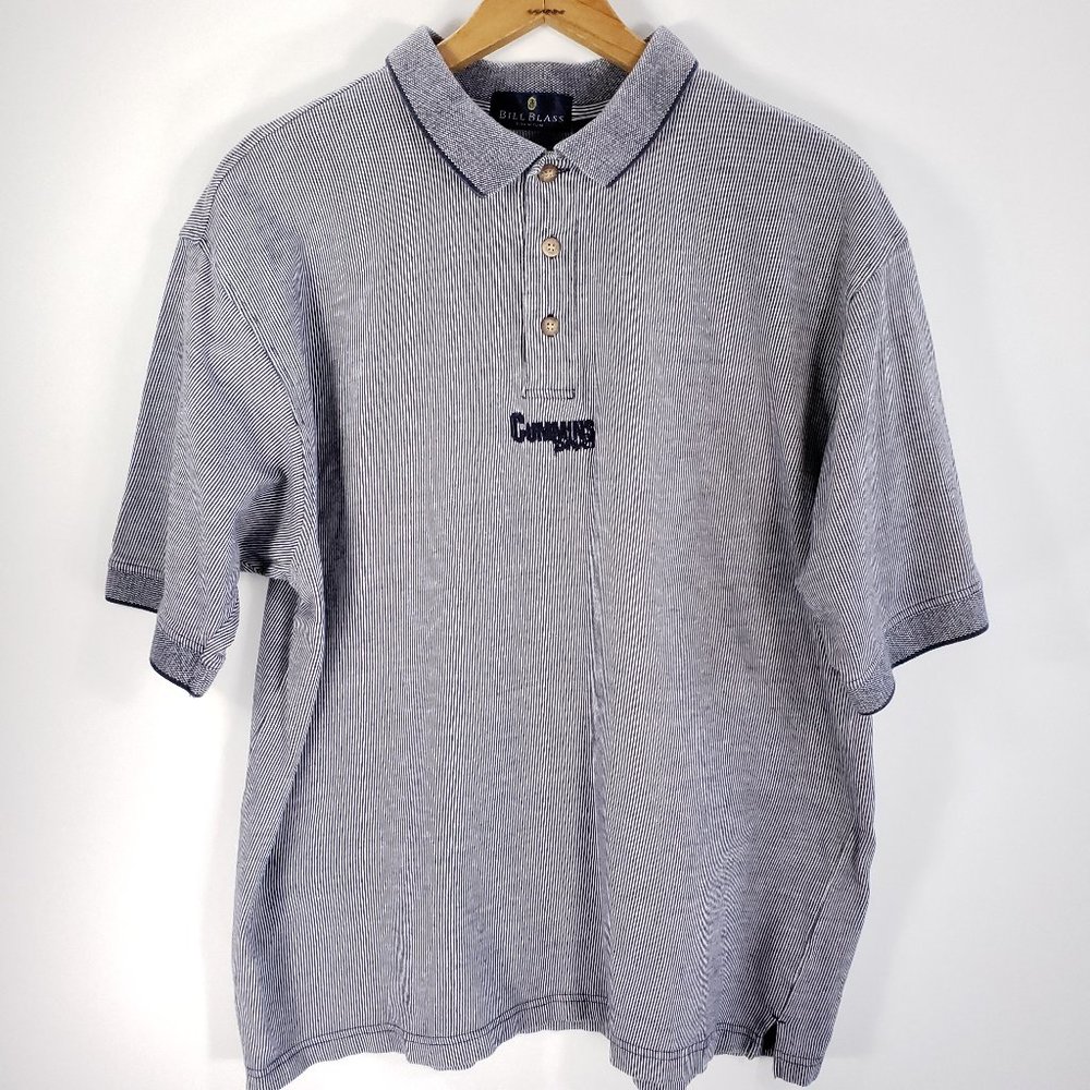Cummins Power Bill Blass Premium Polo Shirt Mens XXL Navy White Striped